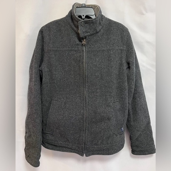 Abercrombie Fitch Wool Jacket Mens Medium Gray Full Zip Quilted Lined Coat - Picture 1 of 10